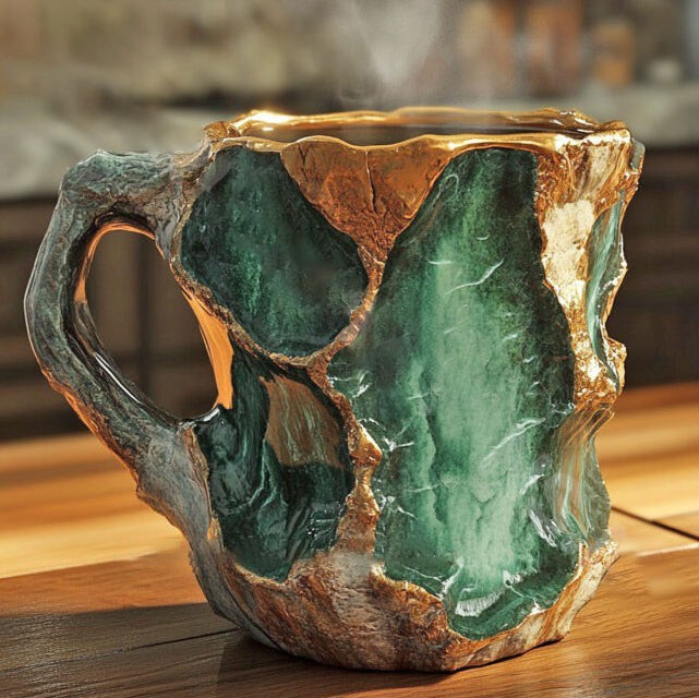 Mineral-effect handmade coffee mug - product photo 4