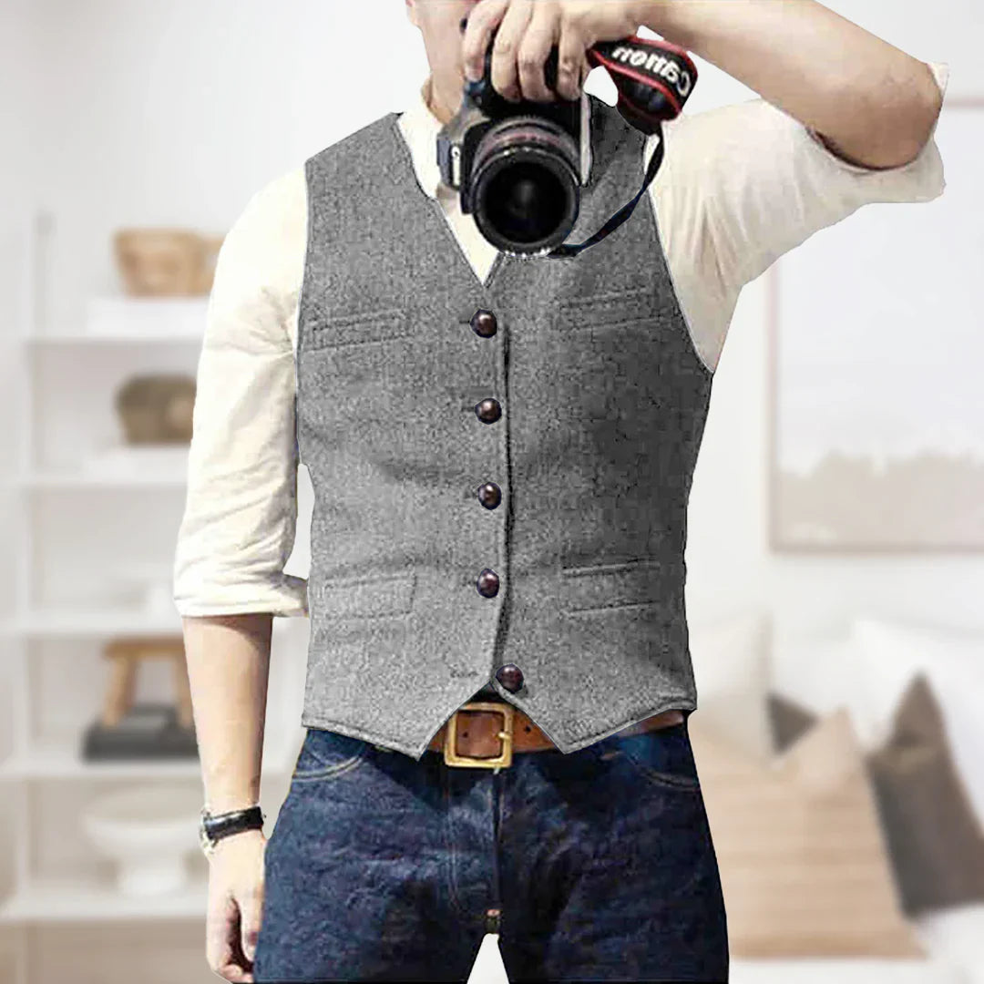 Alfred | Men's Herringbone Tweed Waistcoat