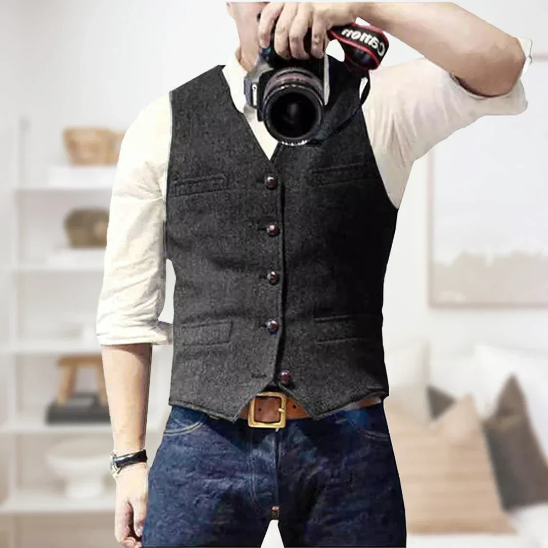 Alfred | Men's Herringbone Tweed Waistcoat