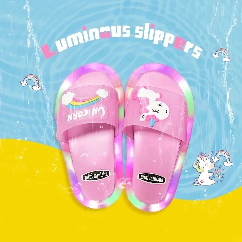 Light-up plush unicorn slippers for children - product photo 3