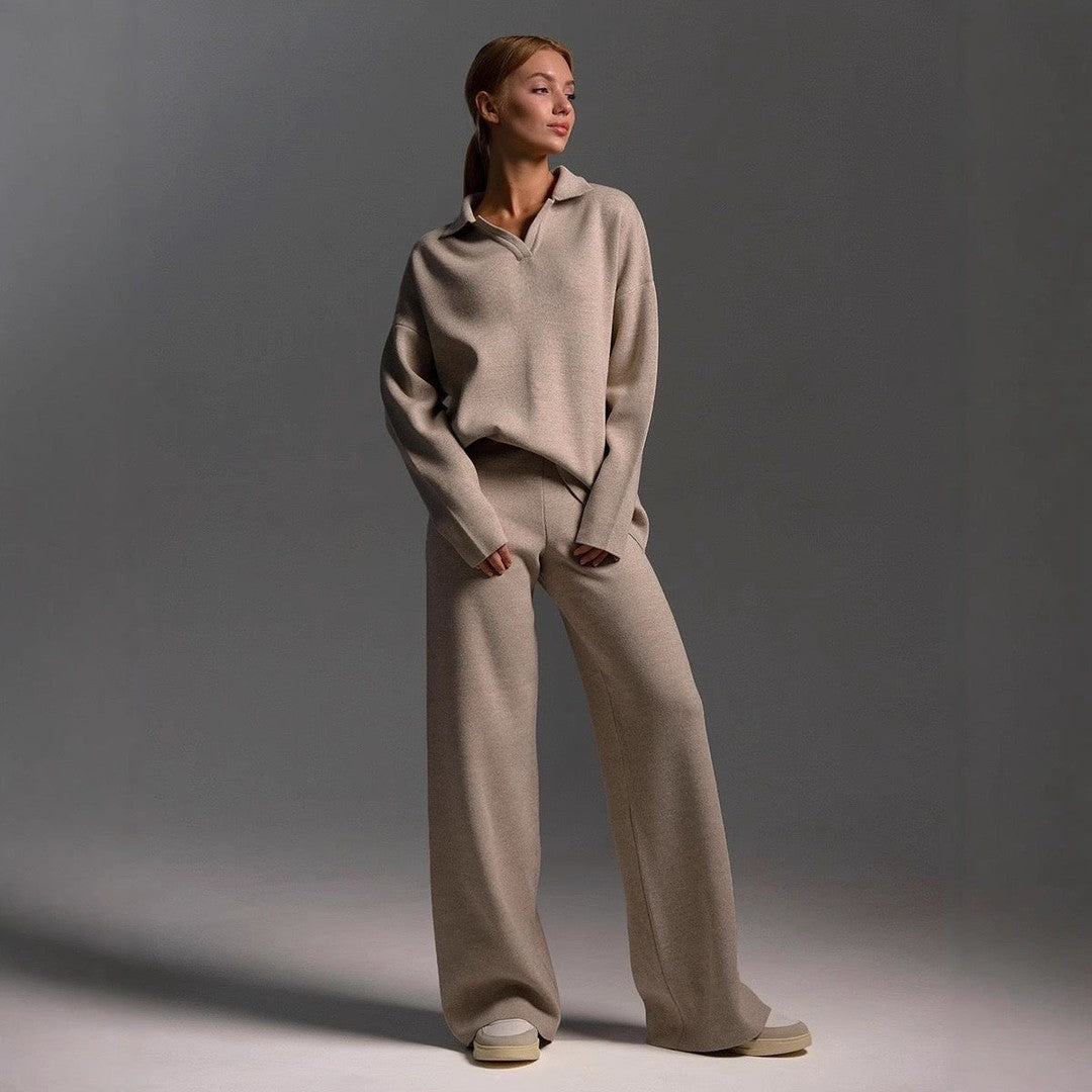 Woman wearing the Gloria women's set, flatlay view