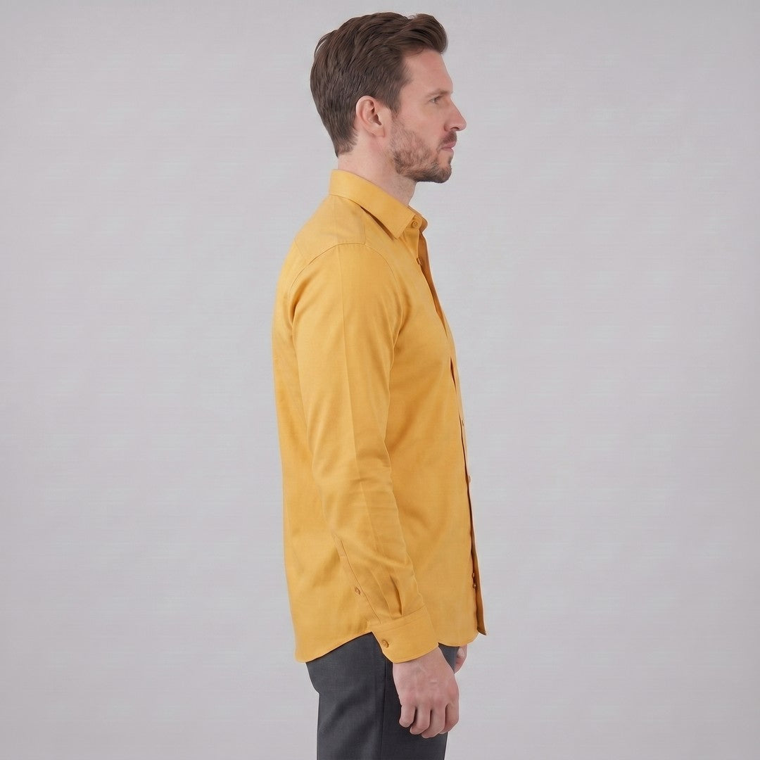 Man wearing the Grayson men's slim-fit polyester long-sleeve shirt, 23 view