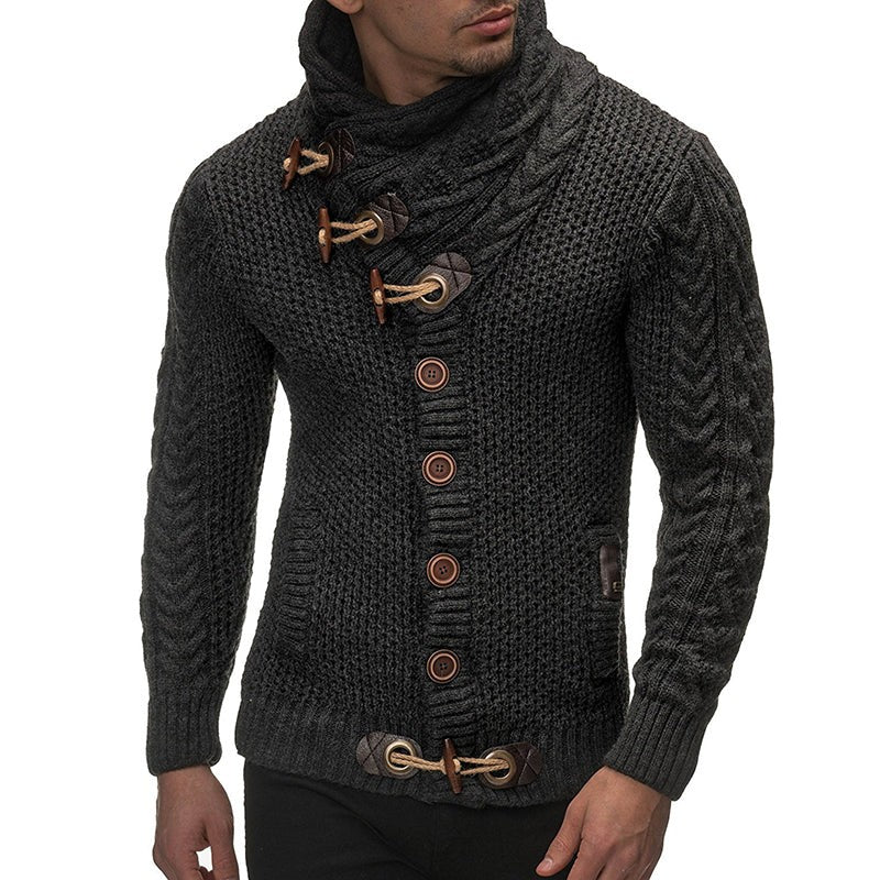Men's turtleneck knitted button cardigan - product photo 2