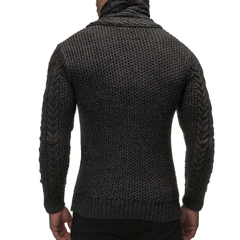 Men's turtleneck knitted button cardigan - product photo 3