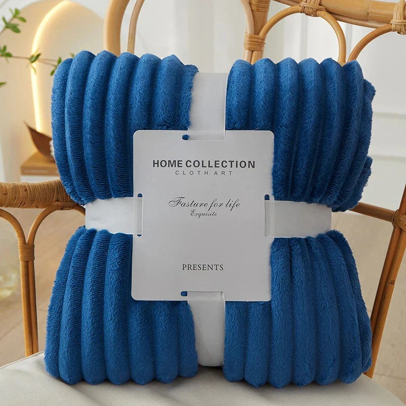 Wide striped flannel fleece blanket - product photo 10