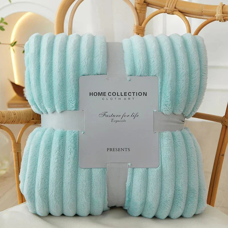 Wide striped flannel fleece blanket - product photo 8