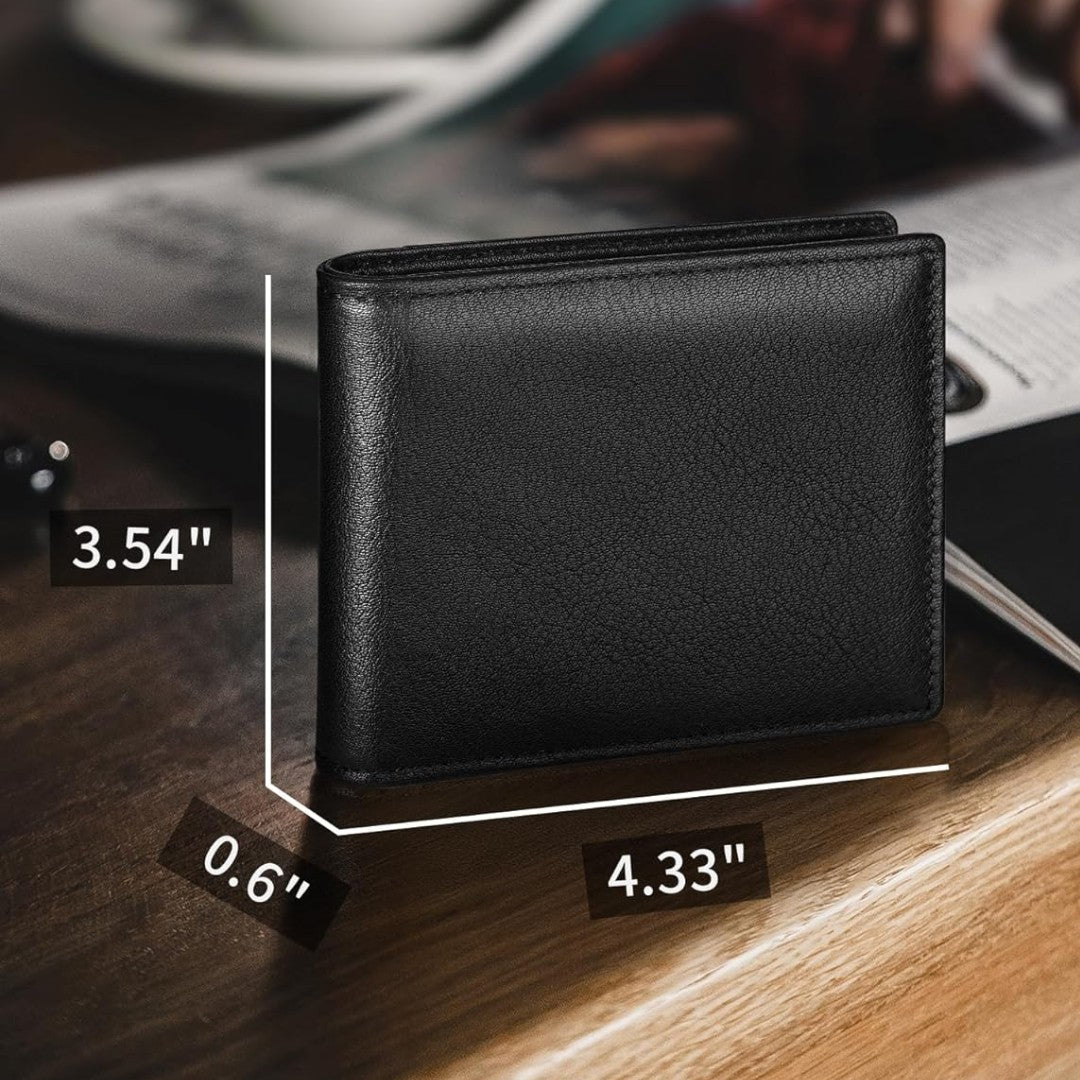 Slim leather bifold RFID blocking wallet - product photo 7