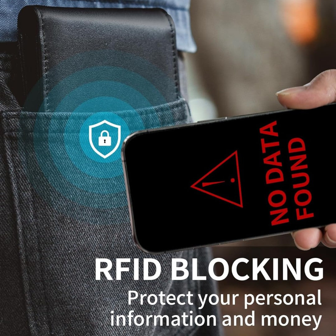 Slim leather bifold RFID blocking wallet - product photo 9