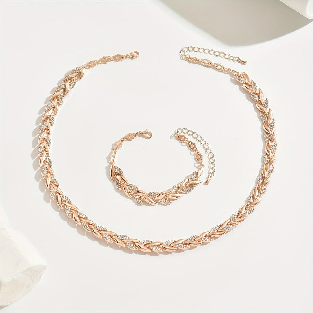 Woman wearing the Harper women's elegant jewelry set, 8 view