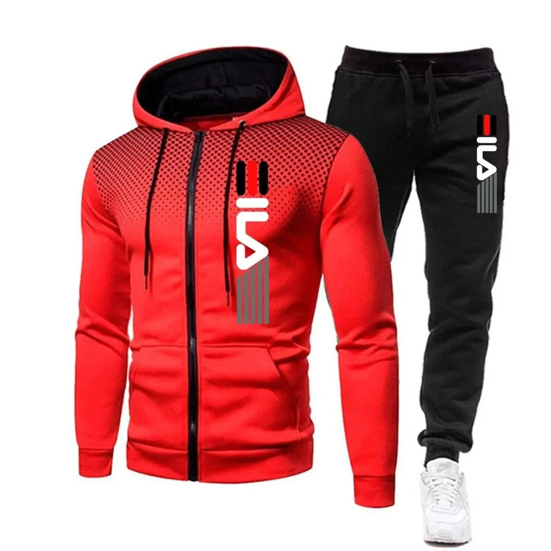 Man wearing the Hayes men's sporty cotton set, front view