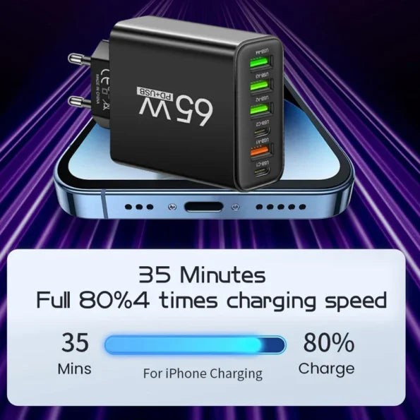 Six-port 65W USB charging station - product photo 3