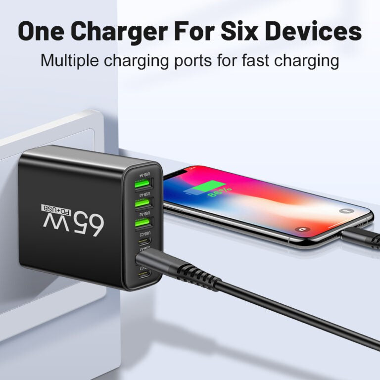 Six-port 65W USB charging station - product photo 6