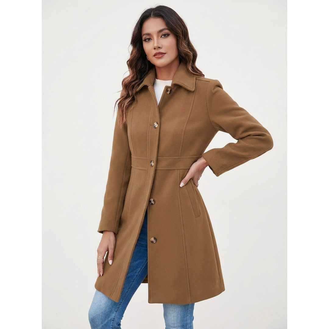 Woman wearing the Ida women's elegant coat, 8 view