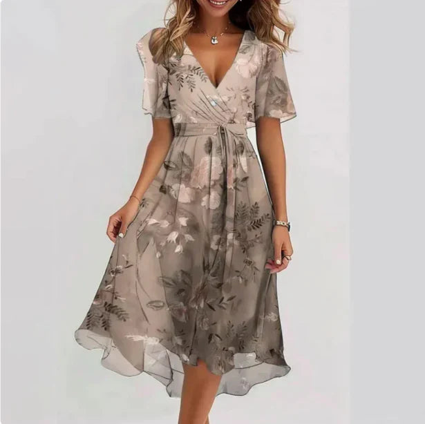 Mira | Women's Floral Boho Wrap Style Midi Dress