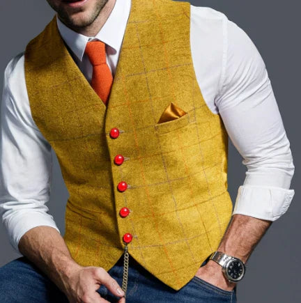 Theo | Men's Tailored Lapel Button Front Waistcoat Vest
