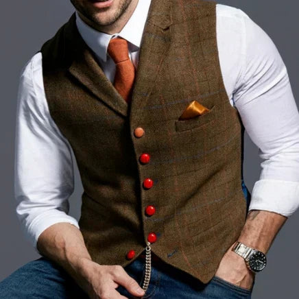 Theo | Men's Tailored Lapel Button Front Waistcoat Vest