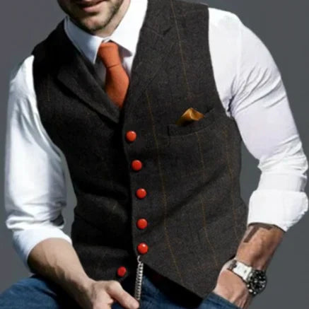 Theo | Men's Tailored Lapel Button Front Waistcoat Vest
