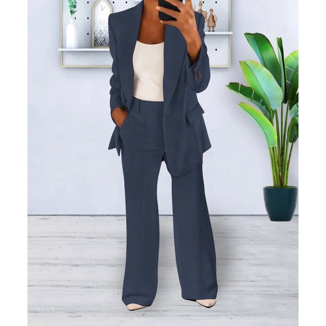 Woman wearing the Imogen women's straight-leg pants, detail view
