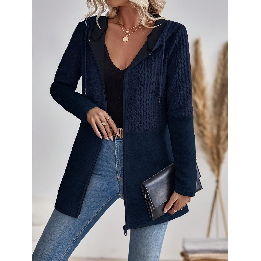 Woman wearing the Ines women's hooded zip-up sweatshirt, 10 view