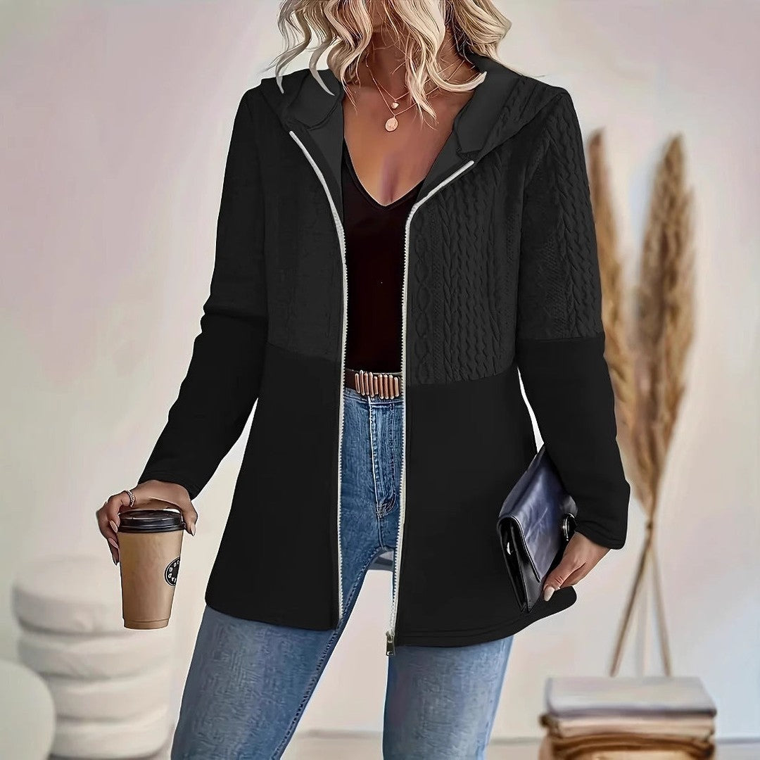 Woman wearing the Ines women's hooded zip-up sweatshirt, 12 view