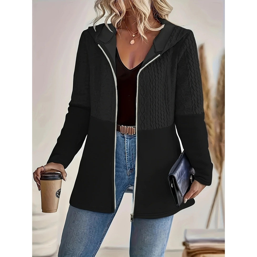 Woman wearing the Ines women's hooded zip-up sweatshirt, 13 view