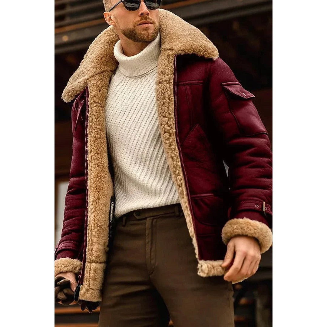 Man wearing the Ira men's classic leather apparel, back view