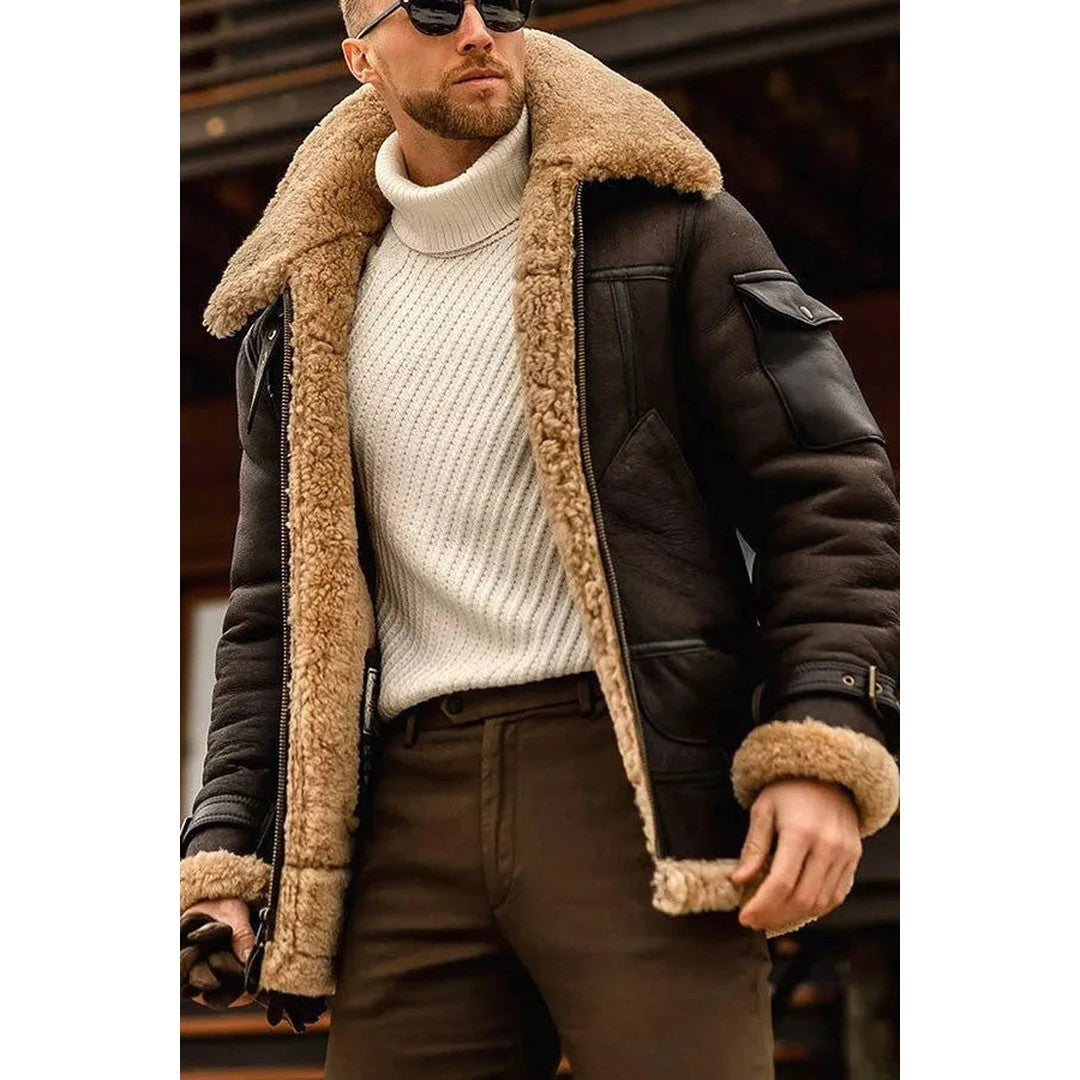 Man wearing the Ira men's classic leather apparel, front view