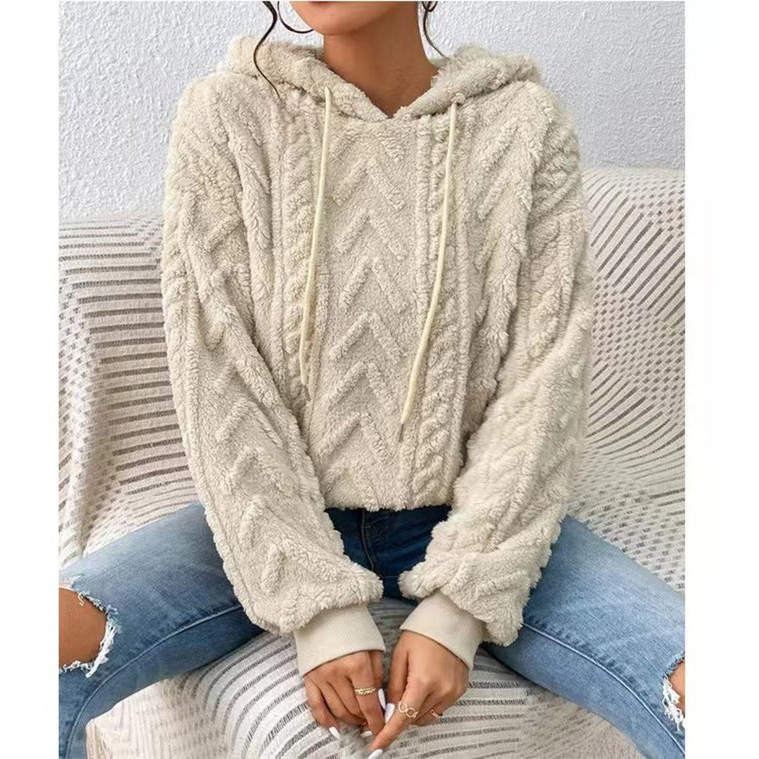 Woman wearing the Isolde women's sweatshirt, model view
