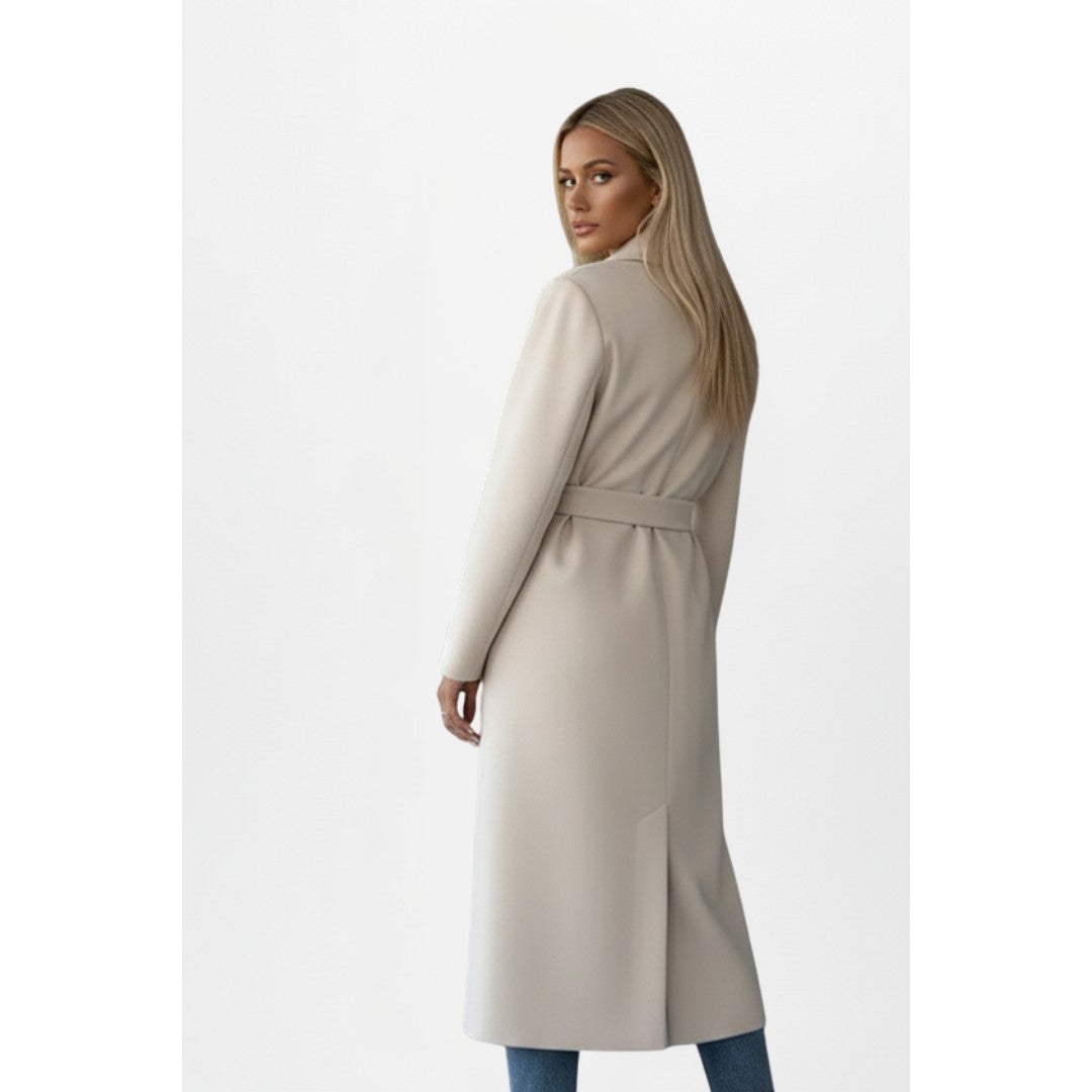 Woman wearing the Ivana women's coat, detail view