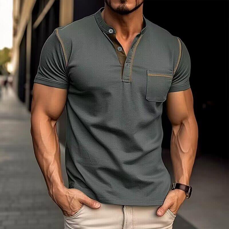 Derek | Men's Slim Fit Henley Style T-Shirt