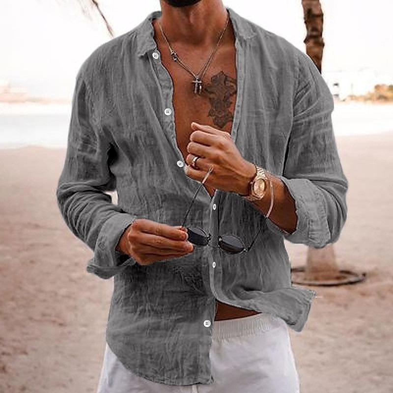 Thiago | Men's Linen Button Front Casual Shirt