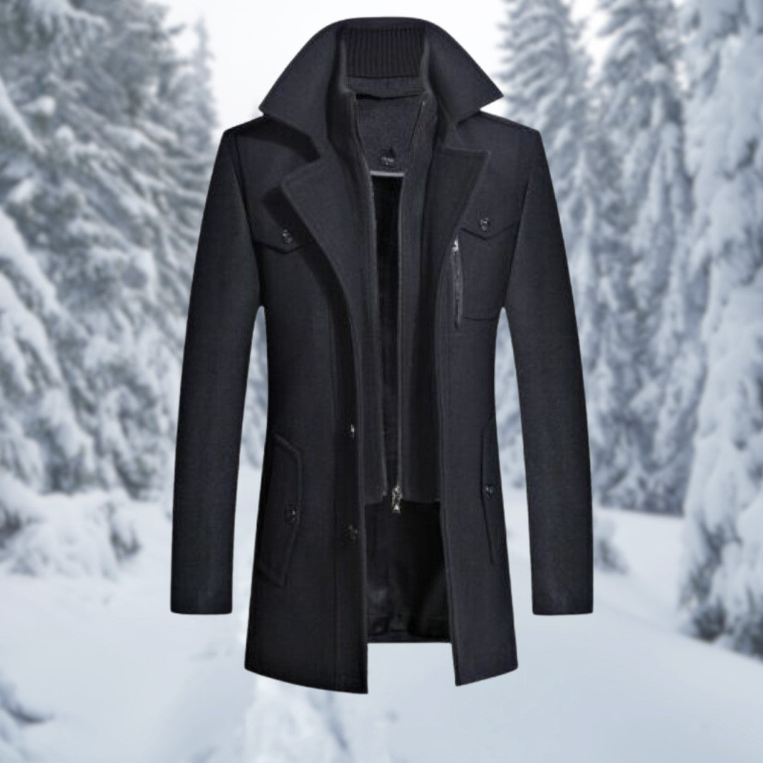 Man wearing the Julius men's coat, back view