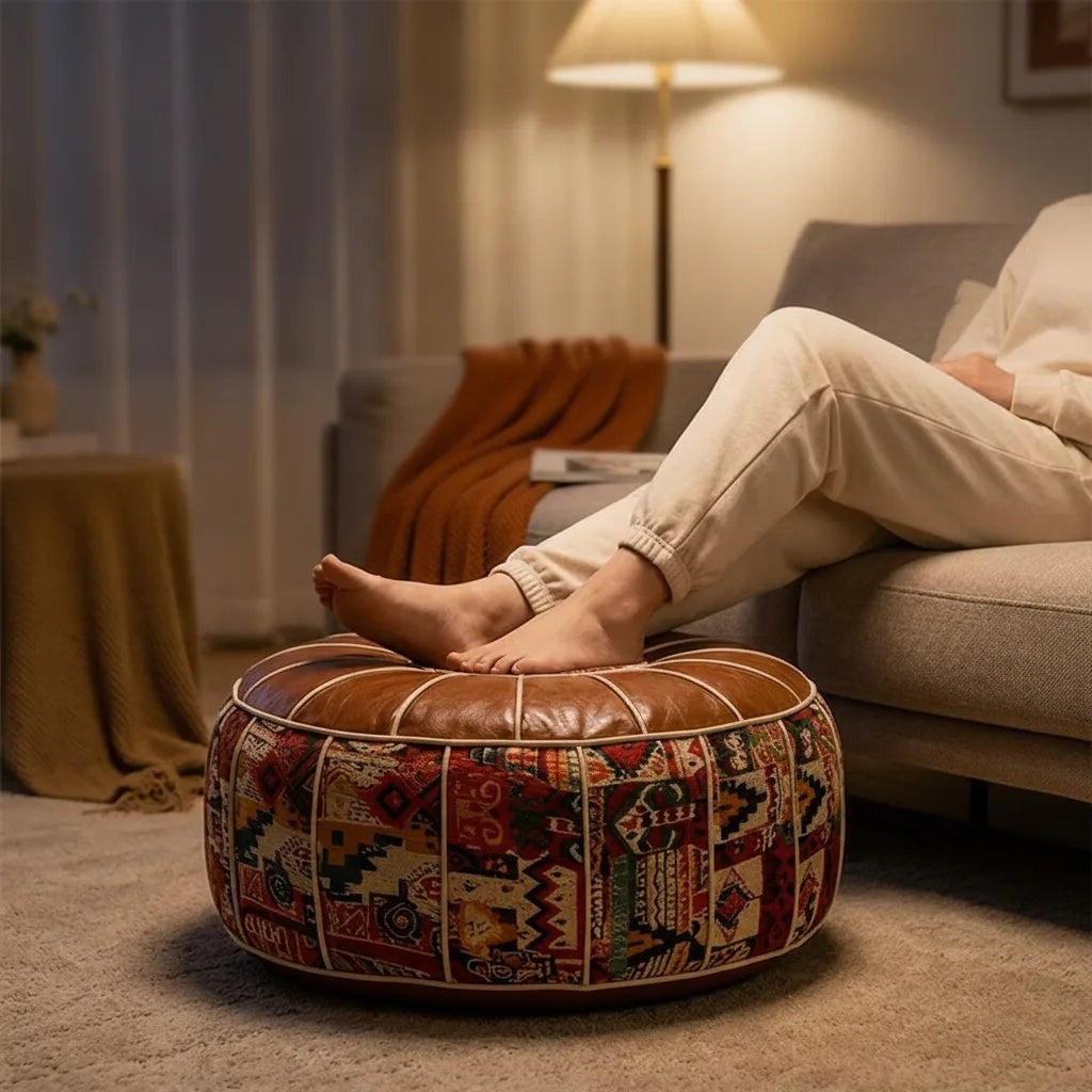 Kilim patchwork storage ottoman footstool - product photo 2
