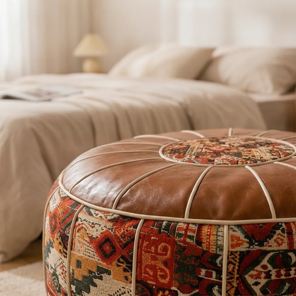 Kilim patchwork storage ottoman footstool - product photo 3