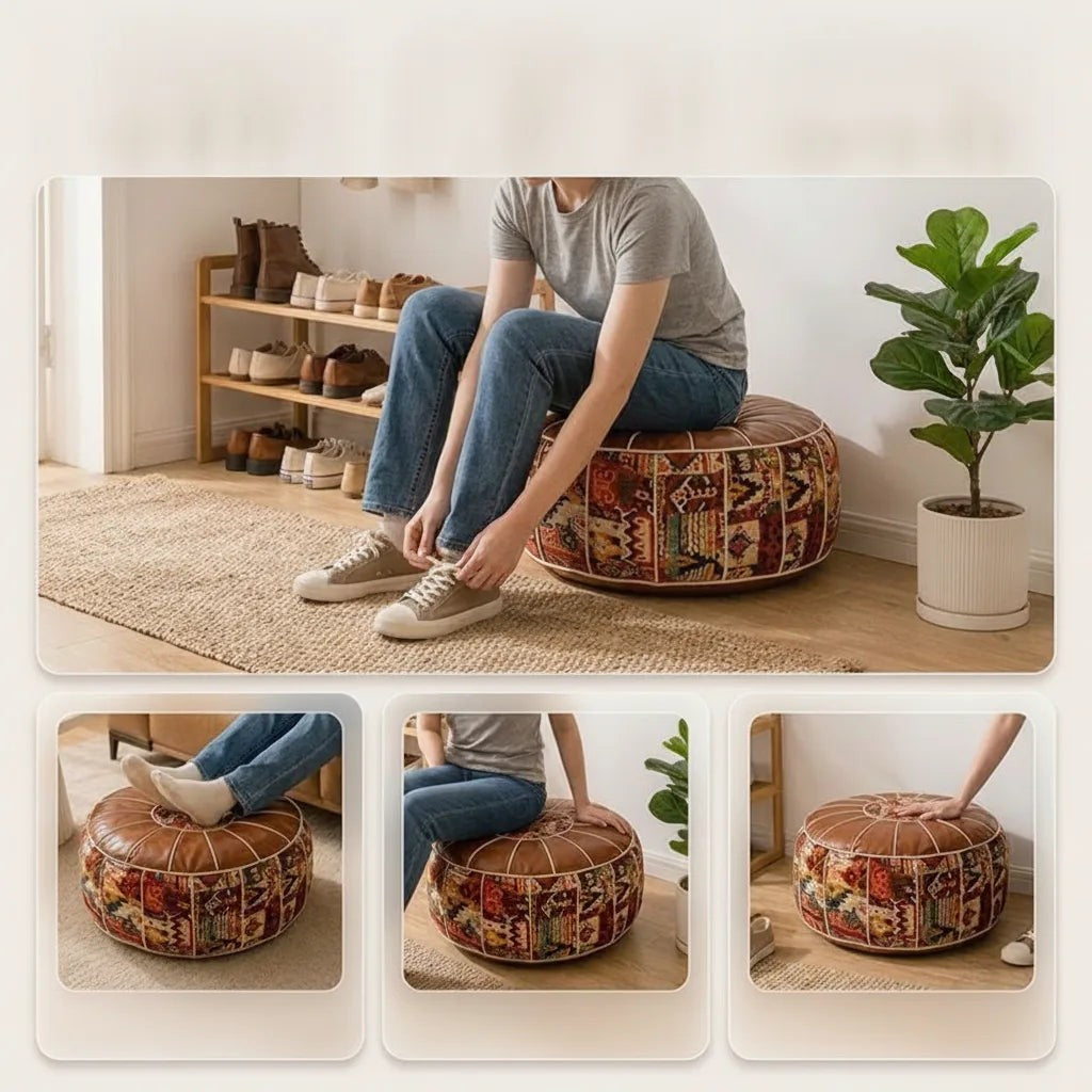 Kilim patchwork storage ottoman footstool - product photo 4
