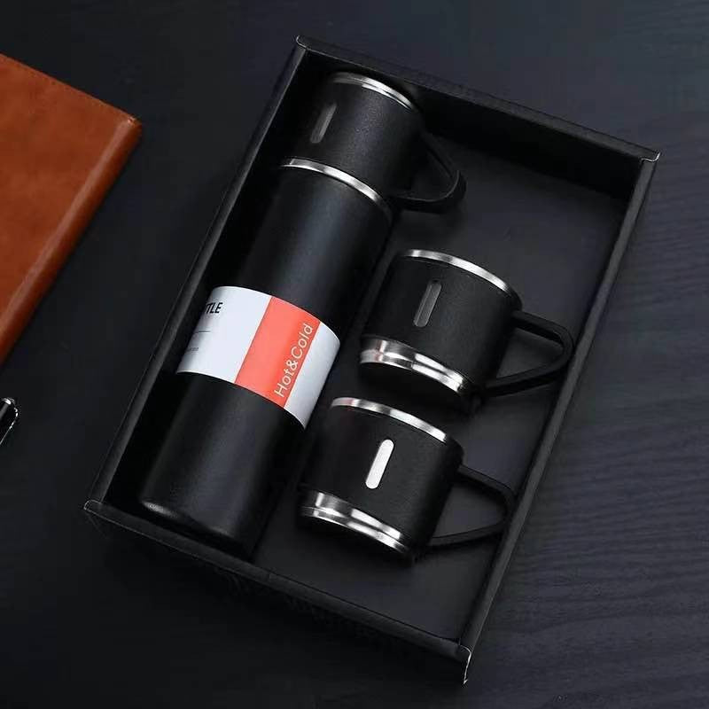 Stainless steel vacuum flask with cups - product photo 2