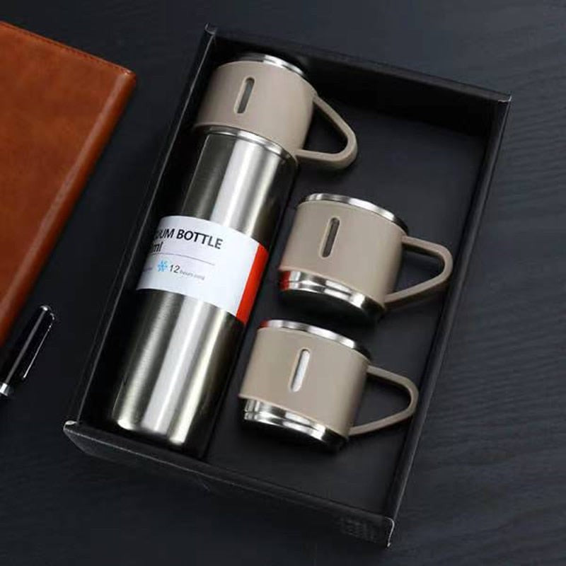 Stainless steel vacuum flask with cups - product photo 7