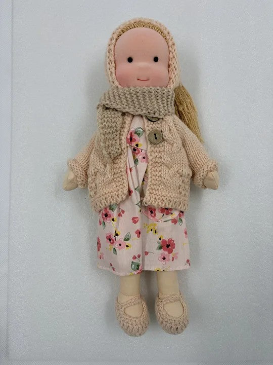 Handmade Waldorf soft doll with knitted clothes - product photo 3