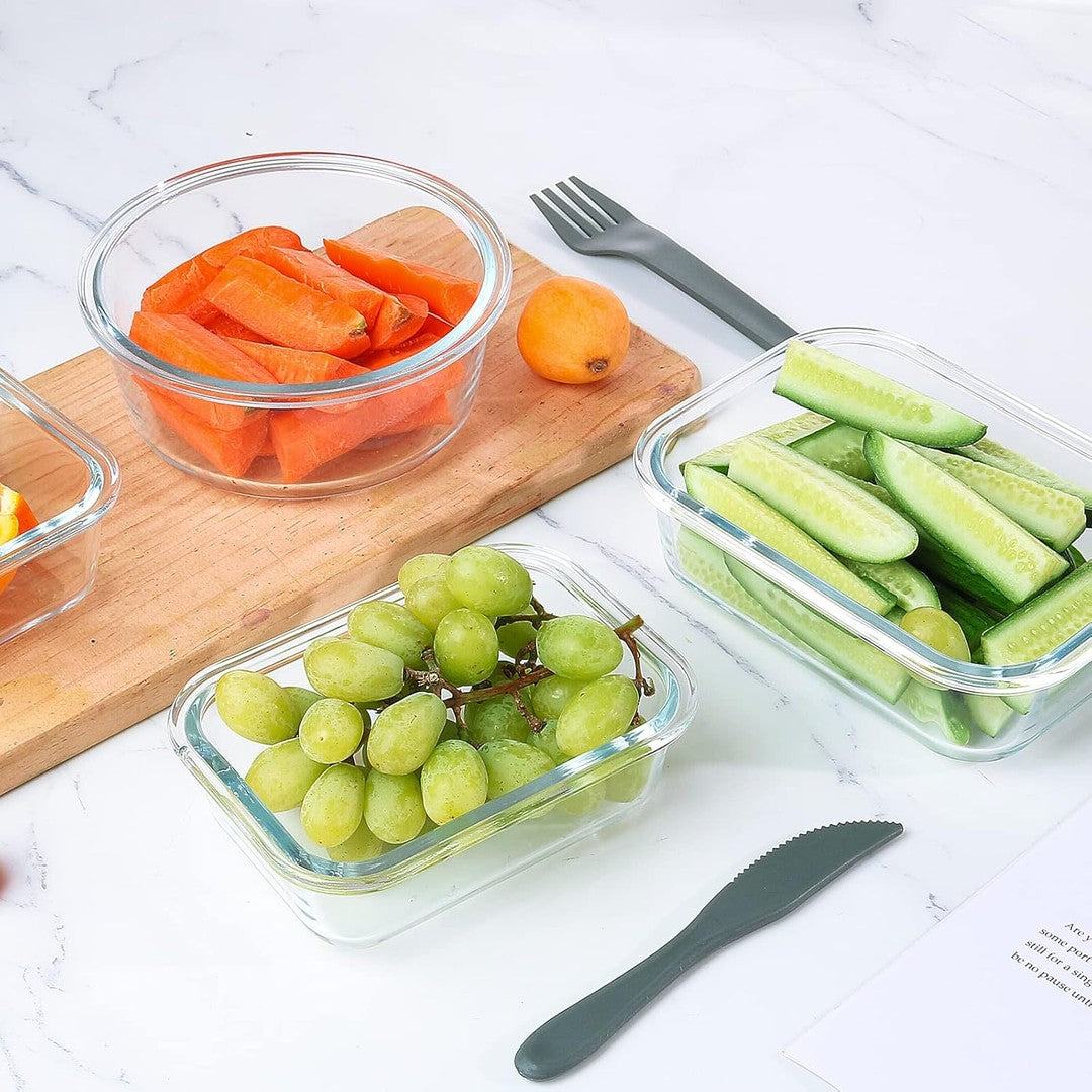 Airtight stackable glass food storage containers with lids - product photo 1