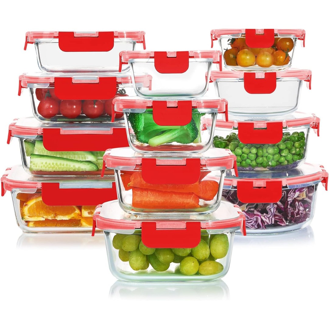 Airtight stackable glass food storage containers with lids - product photo 7