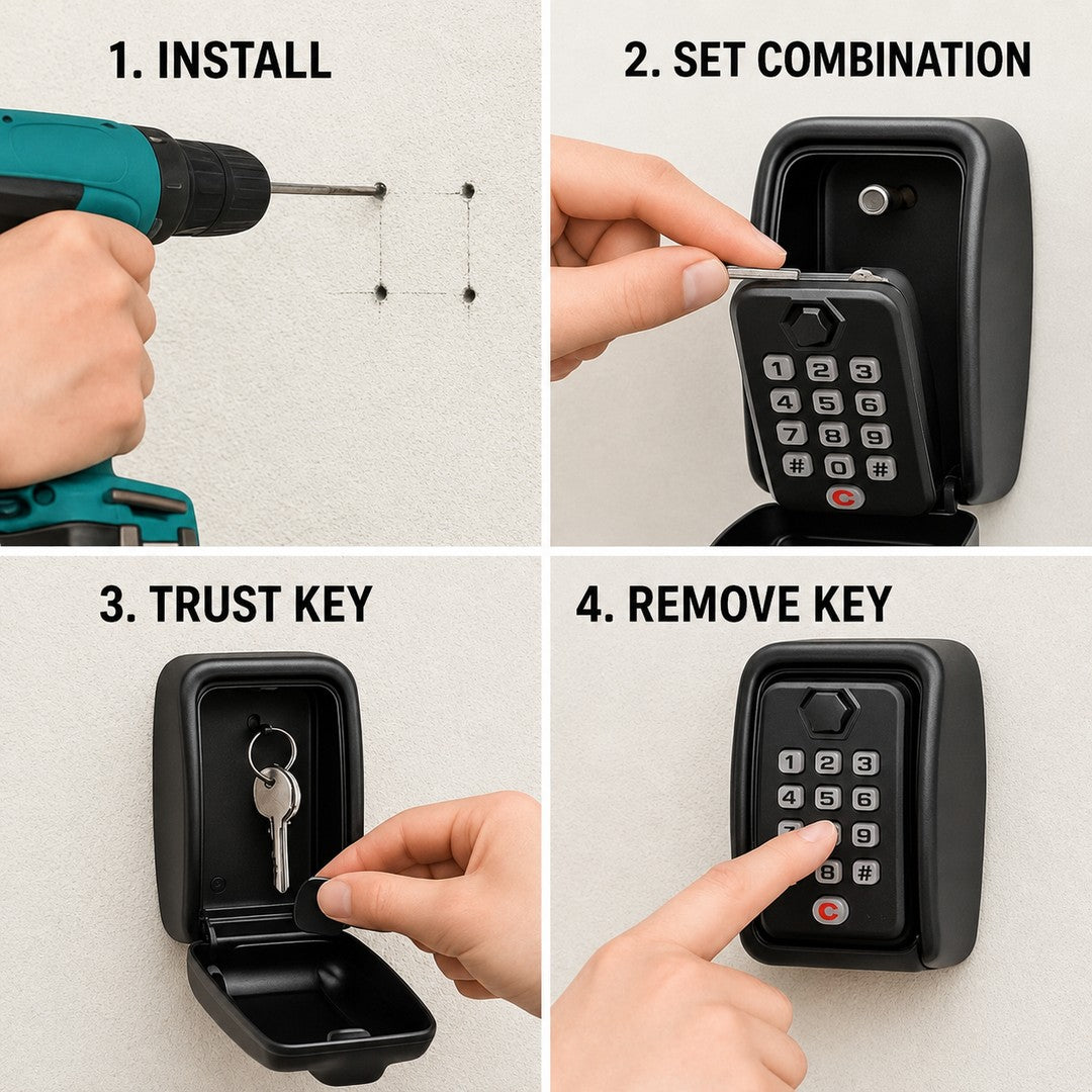 Weatherproof metal combination key safe - product photo 6