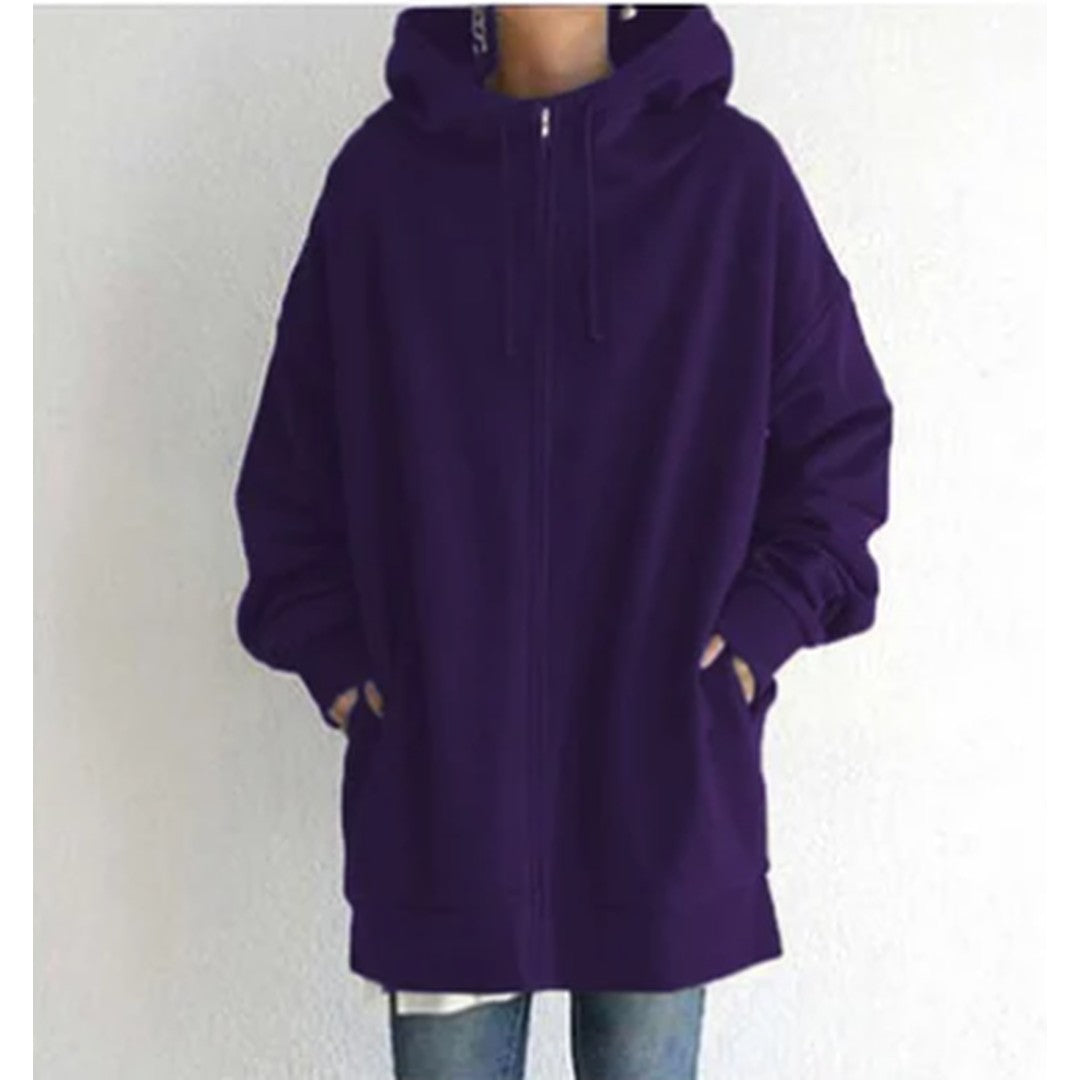 Woman wearing the Lenore women's zip-up hoodie, 15 view