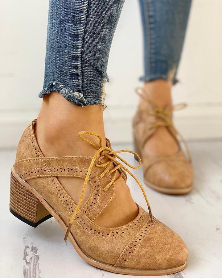 Nora | Women's Orthopedic Lace-Up Block Heel Shoes