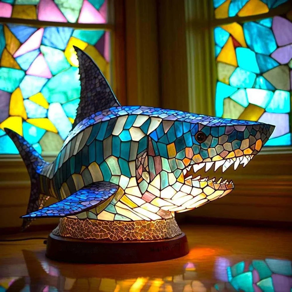 Small stained glass style animal accent lamp - product photo 13