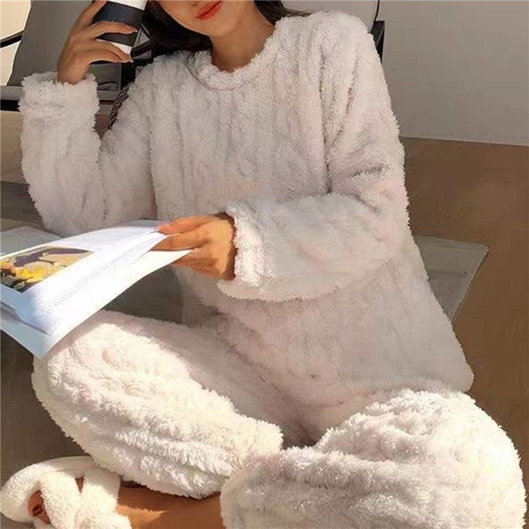 Woman wearing the Magnolia women's fleece sweatshirt, model view