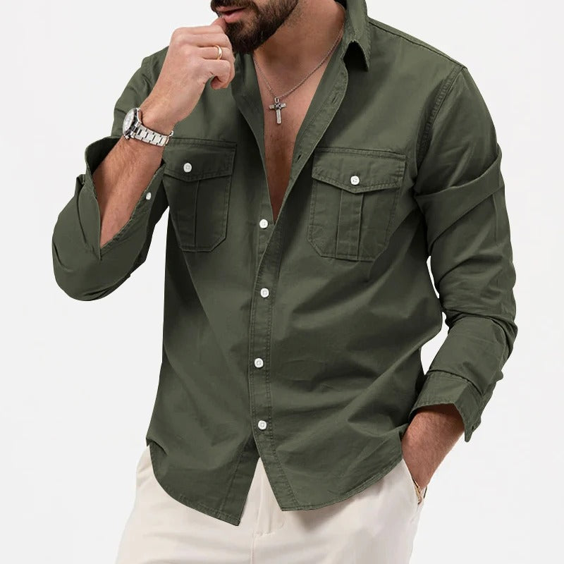 Ethan | Men's Utility Double Pocket Button-Front Shirt