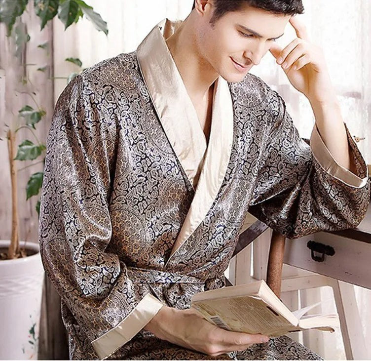 Printed satin robe - product photo 2