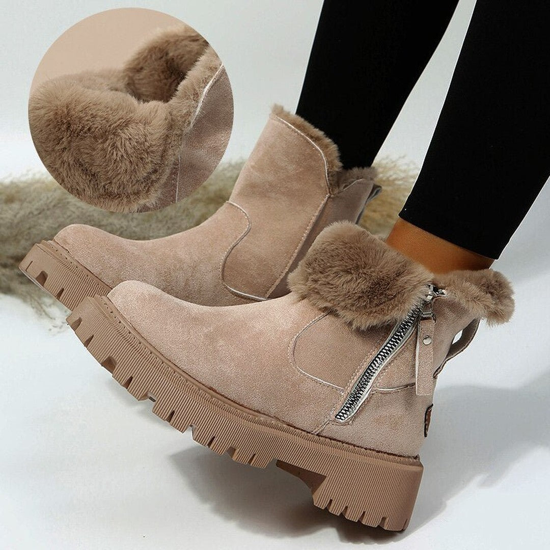 Woman wearing the Maren women's boots, flatlay view