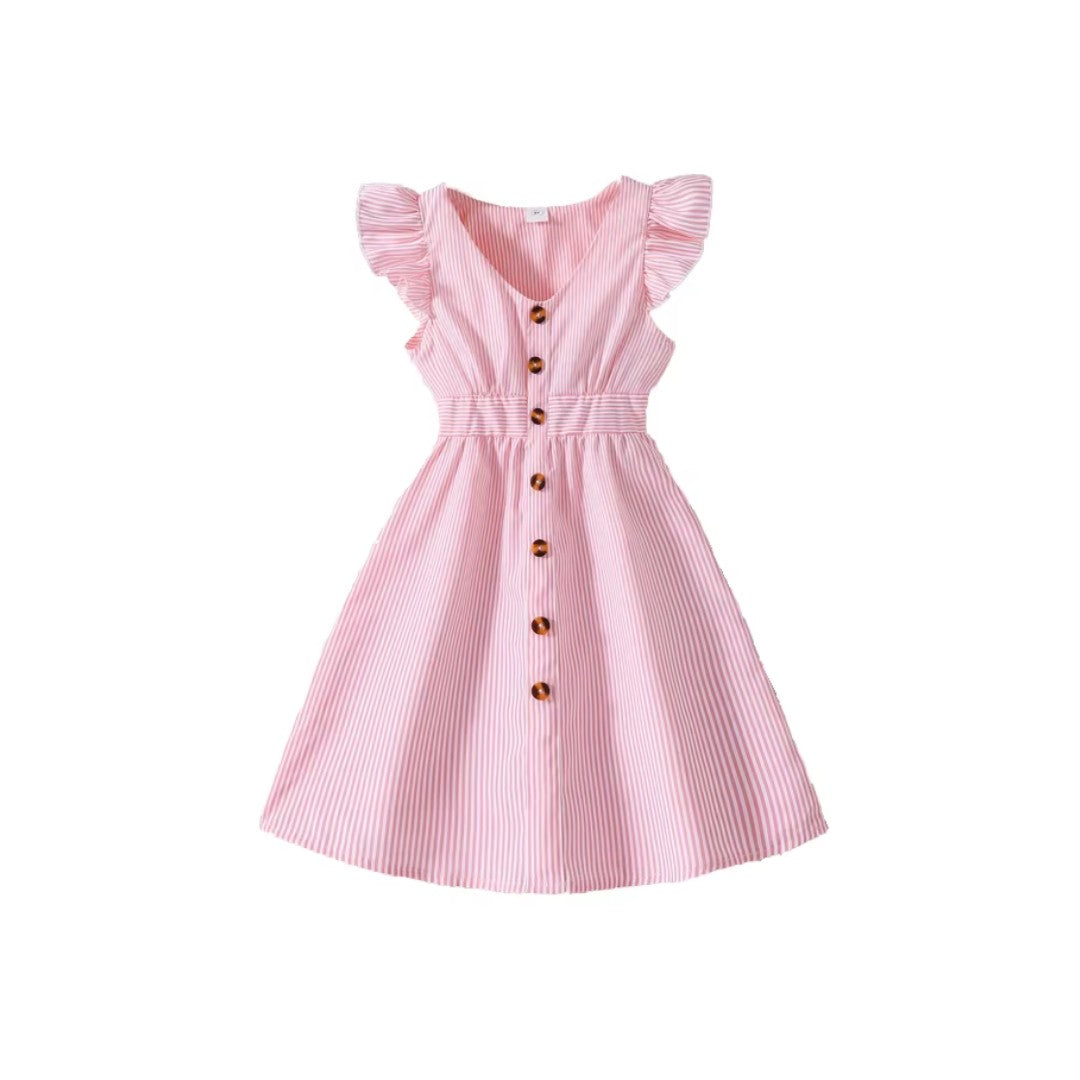 Girls' striped sleeveless summer dress - product photo 3