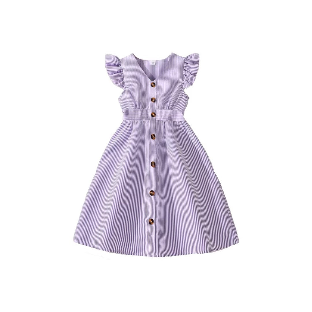 Girls' striped sleeveless summer dress - product photo 4